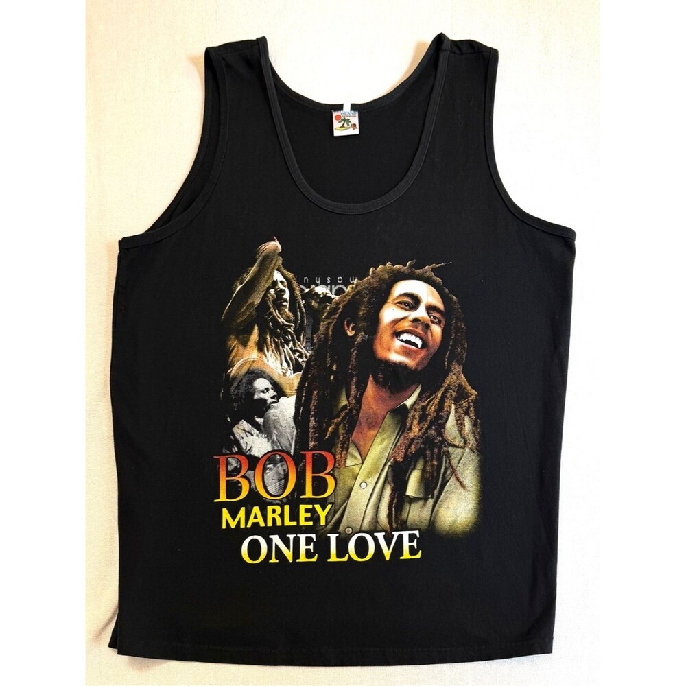 Black Bob Marley 'One Love' Graphic Tank Top XXL